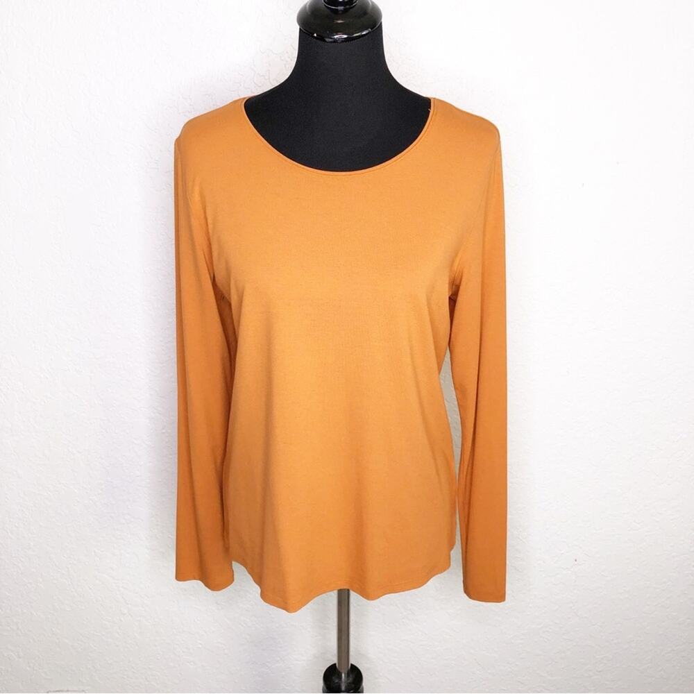 Eileen Fisher orange long sleeve knit top size Medium